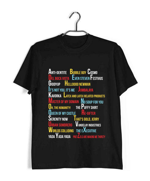 9 A-Z OF TV Series Casual Graphic Printed T-Shirt for Men